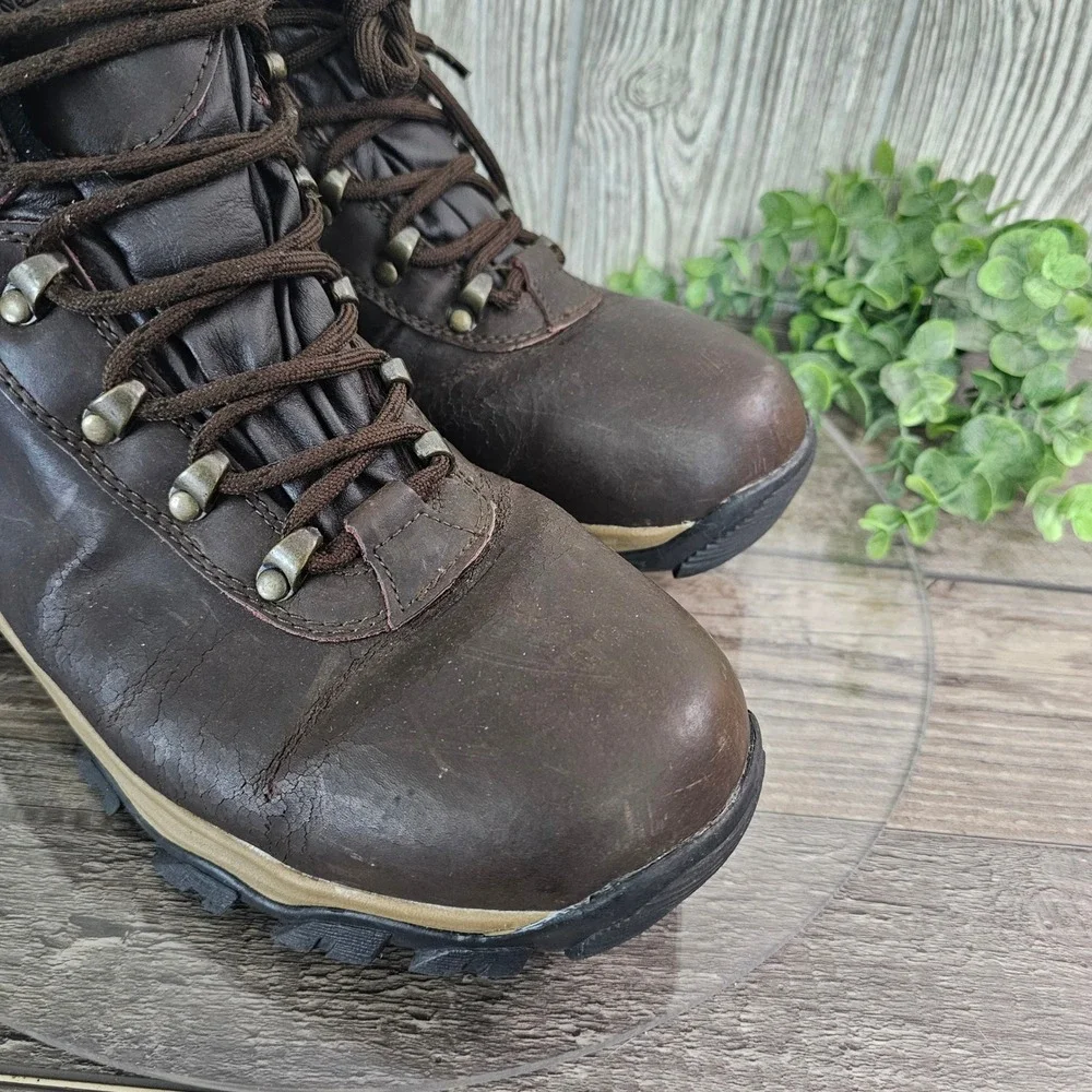 Lands' End Men's 8.5 Waterproof Leather Hiking‎ Boots Brown Outdoor Trail Grunge